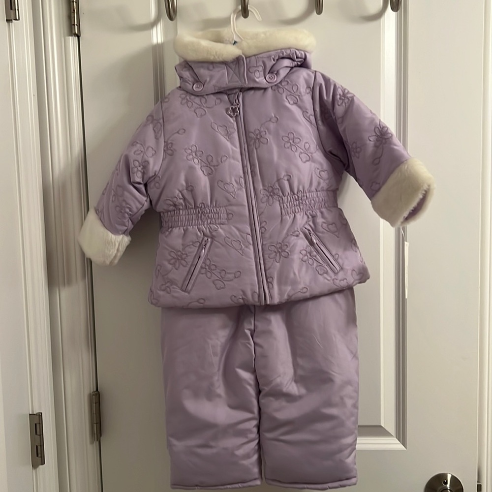 Purple 2-Piece Greendog Snow Overalls and Snow Jacket for Girls 24 Months